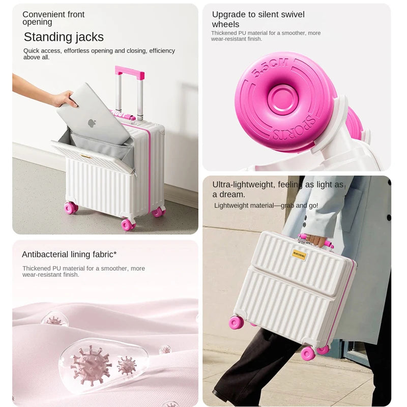 Front-Opening Carry-On Suitcase With Laptop Compartment