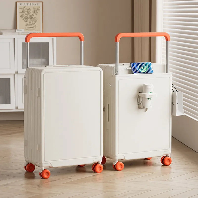 ABS Spinner Carry-On Suitcase With Cup Holder Lock