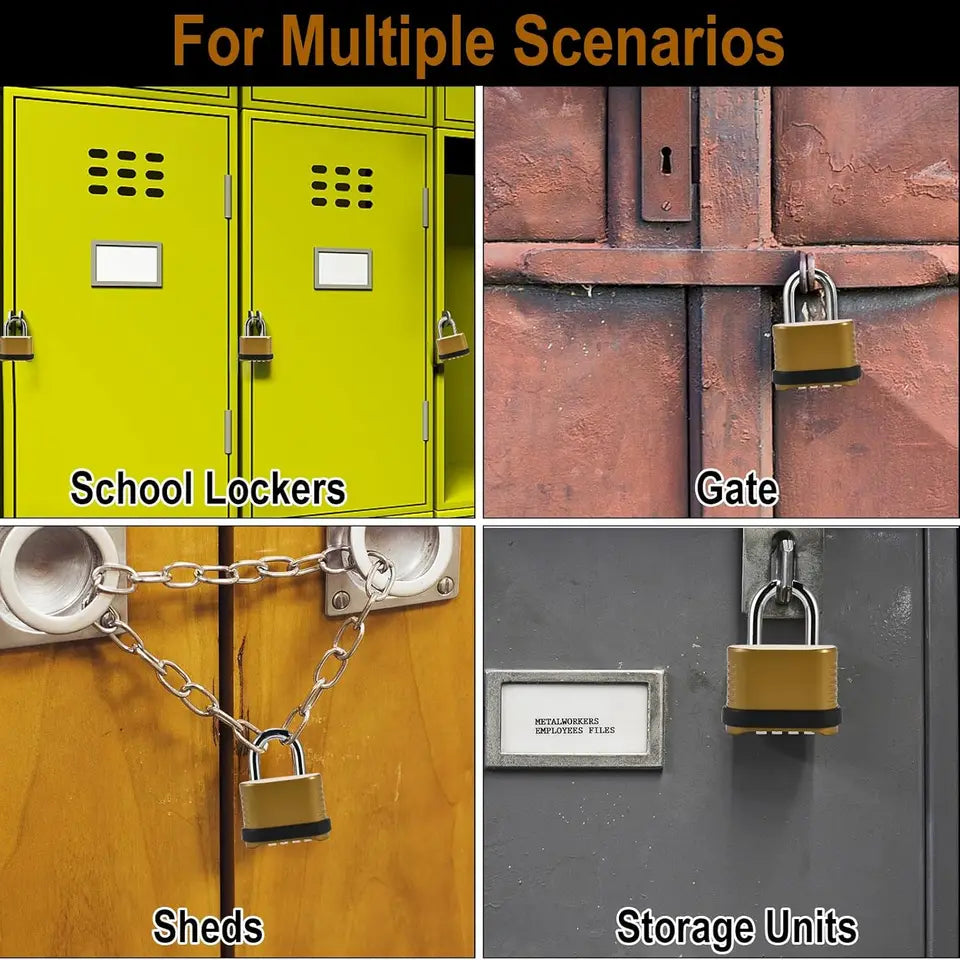 4-Digit Combination Padlock for Outdoor Fence and Gym