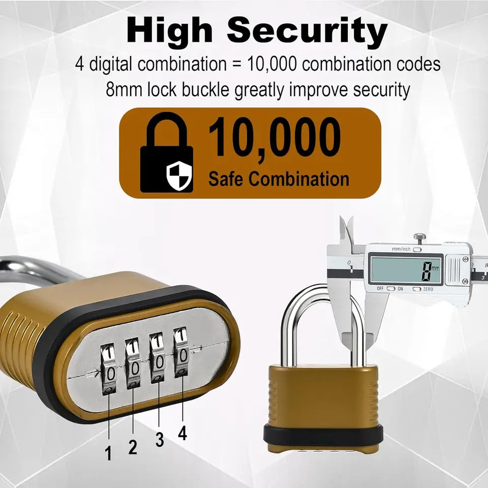 4-Digit Combination Padlock for Outdoor Fence and Gym