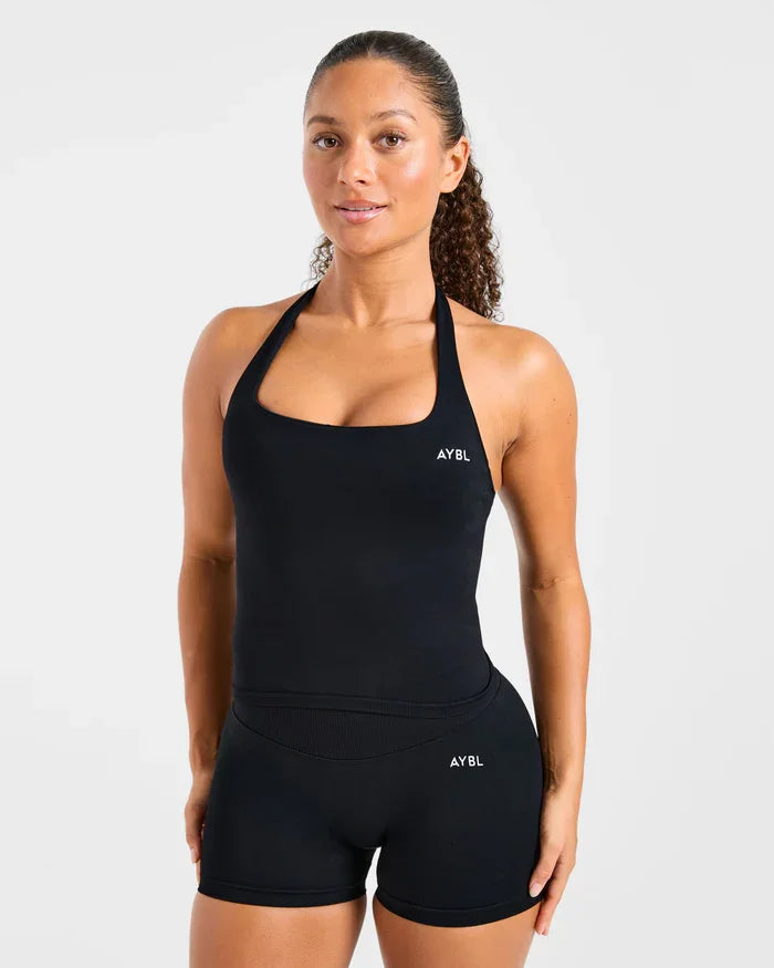 Women’s Seamless Halter Sports Bra And Gym Shorts Set