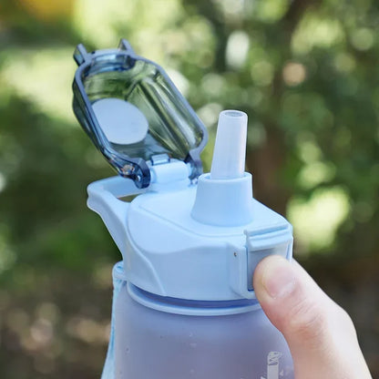 1L Sports Water Bottle With Straw And Time Scale