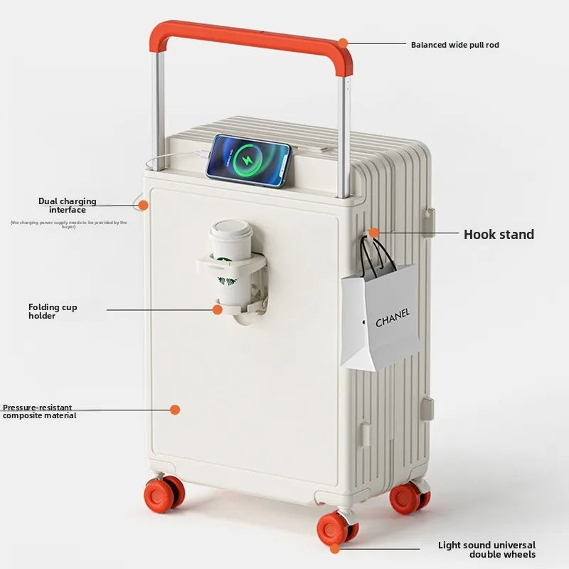 ABS Spinner Carry-On Suitcase With Cup Holder Lock
