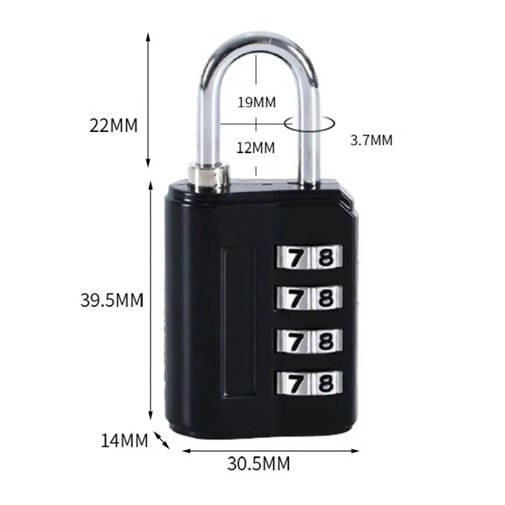 4-Digit Combination Luggage Padlock Zinc Alloy Security