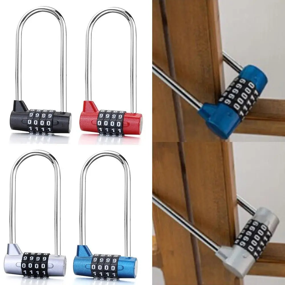 4-Digit Combination Padlock With Long Shackle For Luggage