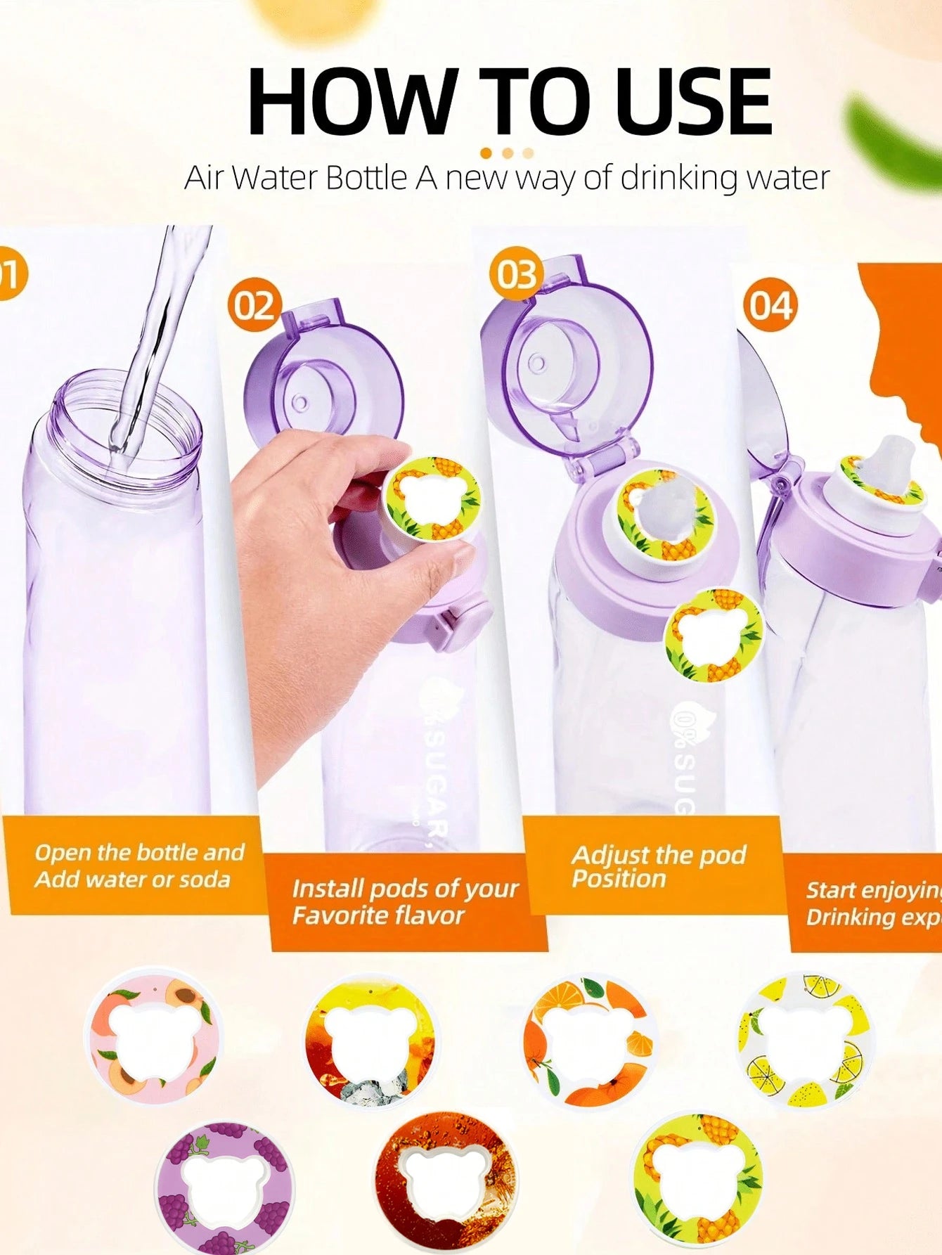 Air Flavor Sport Water Bottle With Straw – Leak Proof