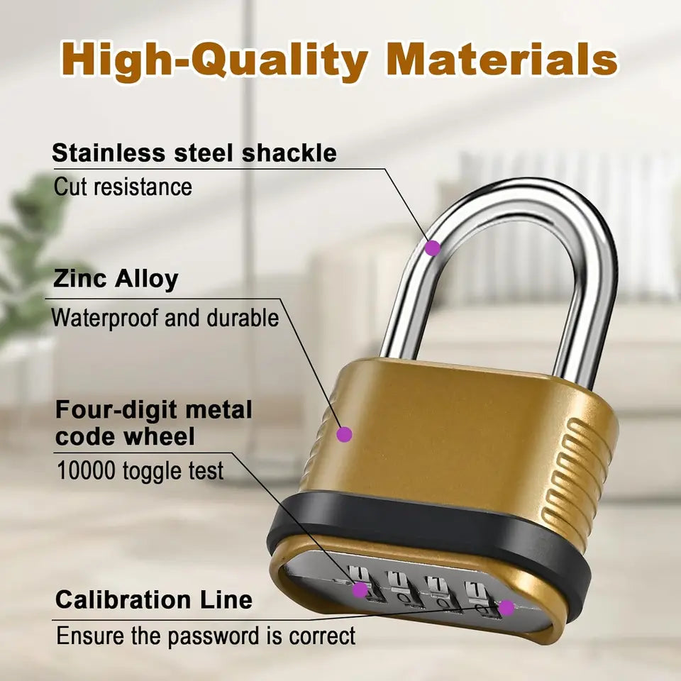 4-Digit Combination Padlock for Outdoor Fence and Gym