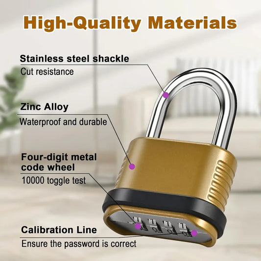 4-Digit Combination Padlock for Outdoor Fence and Gym