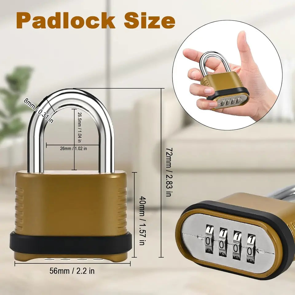 4-Digit Combination Padlock for Outdoor Fence and Gym
