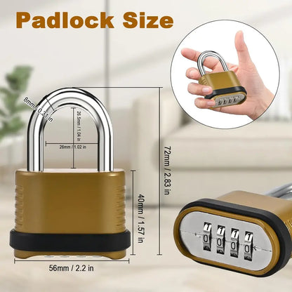 4-Digit Combination Padlock for Outdoor Fence and Gym