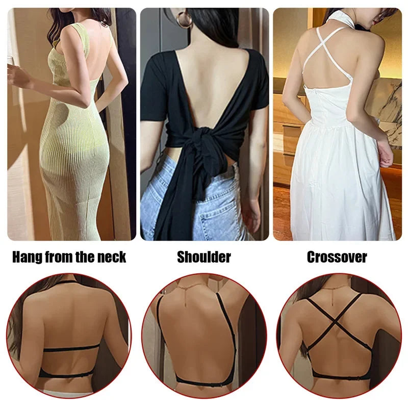 Women’s Deep U Plunge Backless Invisible Push Up Bra
