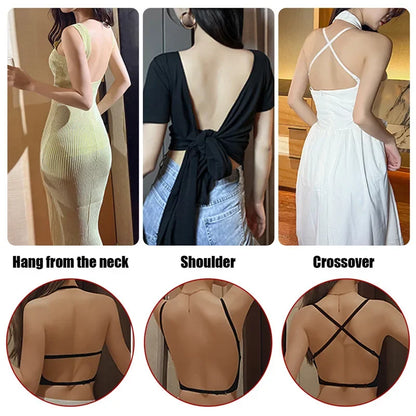 Women’s Deep U Plunge Backless Invisible Push Up Bra